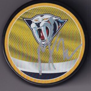 BARRY TROTZ signed (NASHVILLE PREDATORS) Retro Vintage Hockey puck W/COA