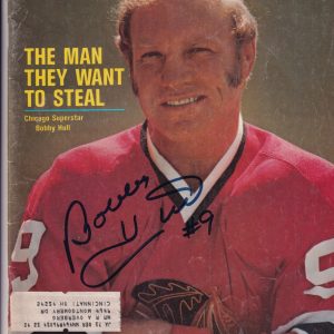 BOBBY HULL signed (CHICAGO BLACKHAWKS) Sports Illustrated magazine BAS BL52196