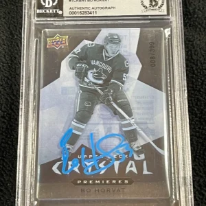 Bo Horvat Signed 2014/15 UD Trilogy Crystal Premiers Rookie Card BAS Certified