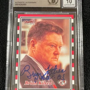 Brian Kilrea Signed 2001/02 Ottawa 67's Team Issued Card BAS Auto Grade 10