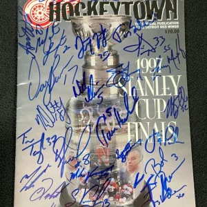 1996-97 Detroit Red Wings Team Signed Stanley Cup Finals Game Program JSA COA