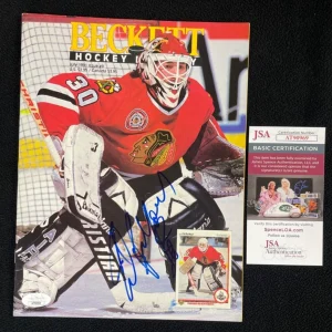 Ed Belfour Signed Chicago Blackhawks Beckett Magazine JSA COA