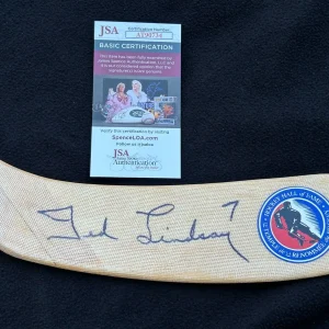 Ted Lindsay Signed Detroit Red Wings Hand Painted Litho Hockey Stick JSA COA