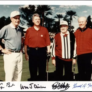 Bill Clinton, George Bush, Gerald Ford & Bob Hope Signed 8X10 Photo PSA #X03401