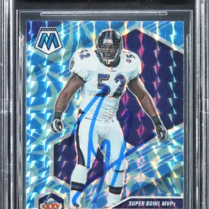 Ray Lewis Signed 2021 Panini Mosaic Reactive Blue #290 Card Auto 10! BAS Slab