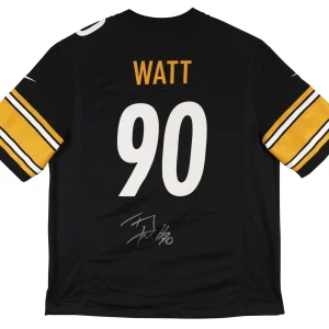 Steelers T.J. Watt Signed Black Nike Game Jersey w/ Silver Sig BAS Witnessed