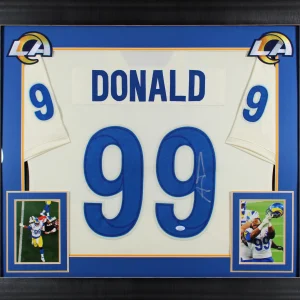 Aaron Donald Authentic Signed Bone White Pro Style Framed Jersey JSA Witness