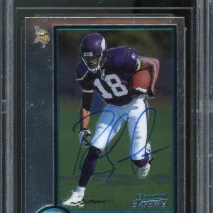 Vikings Randy Moss Signed 1998 Bowman Chrome #182 Rookie Card BAS Slabbed