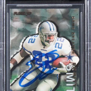 Cowboys Emmitt Smith Signed 1997 Fleer Game Breakers #20 Card Auto 10! BAS Slab