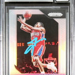76ers Allen Iverson Signed 2018 Panini Prizm Silver #45 Card Auto 10! BAS Slab
