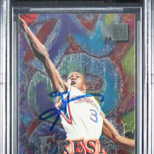 76ers Allen Iverson Signed 1996 Metal #236 Rookie Card Auto 10! BAS Slabbed