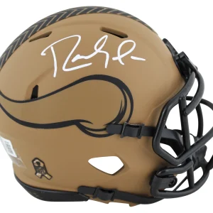 Vikings Randy Moss Signed Salute To Service II Speed Mini Helmet BAS Witnessed