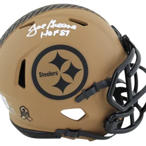 Steelers Joe Greene "HOF 87" Signed Salute To Service II Speed Mini Helmet BAS W