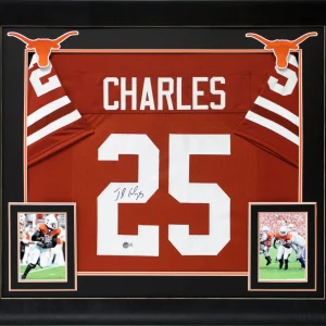 Texas Jamaal Charles Signed Burnt Orange Pro Style Framed Jersey BAS Witnessed
