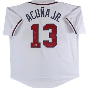 Ronald Acuna Jr. Authentic Signed White Pro Style Jersey BAS Witnessed