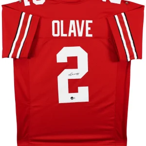 Ohio State Chris Olave Authentic Signed Red Pro Style Jersey BAS Witnessed