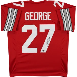 Ohio State Eddie George Authentic Signed Red Pro Style Jersey BAS Witnessed