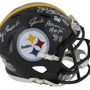 Steelers LBs (3) Ham, Lambert & Russell Signed Speed Mini Helmet BAS Witnessed 2
