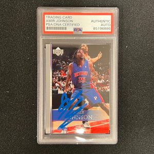 2007-08 Upper Deck #126 Amir Johnson Signed Card AUTO PSA Slab Pistons