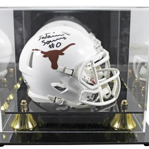 Texas Ja'Tavion Sanders Authentic Signed Speed Mini Helmet W/ Case BAS Witnessed