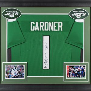 Ahmad Sauce Gardner Authentic Signed Green Pro Style Framed Jersey BAS Witnessed