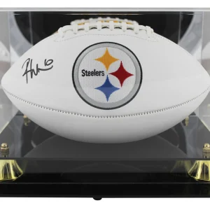 Steelers Roman Wilson Signed White Panel Logo Football W/ Case BAS Witnessed