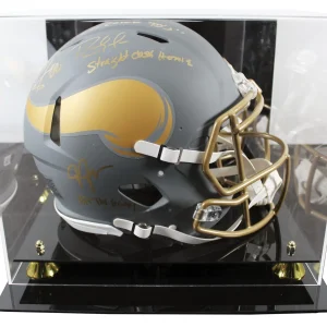 (3) Jefferson, Moss & Carter Signed Slate F/S Speed Proline Helmet W/ Case BAS W