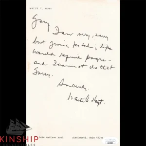 Waite Hoyt signed Handwritten Letter JSA COA Yankees HOF Inscribed Auto Z1759