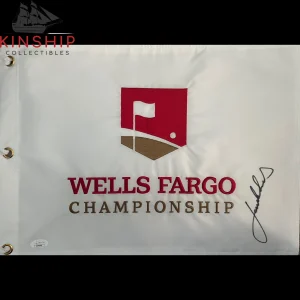 Jordan Spieth signed Wells Fargo Pin Flag JSA COA Masters PGA Golf Auto G89