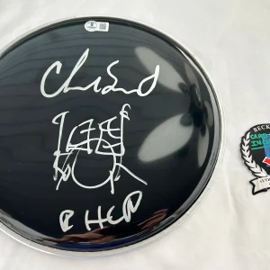 Chad Smith Signed Drumhead with Sketch Red Hot Chili Peppers Beckett BAS COA