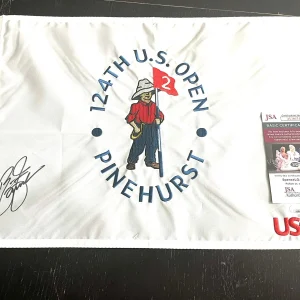 RICKIE FOWLER HAND SIGNED 2024 PINEHURST US OPEN PIN FLAG JSA CERT #1