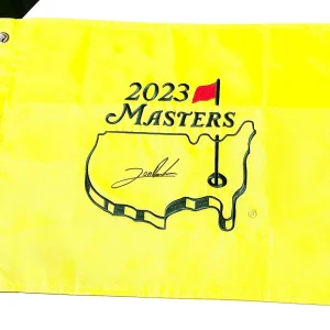 Jon Rahm Hand Signed 2023 Augusta National Masters Flag PGA Beckett Cert BAS #1