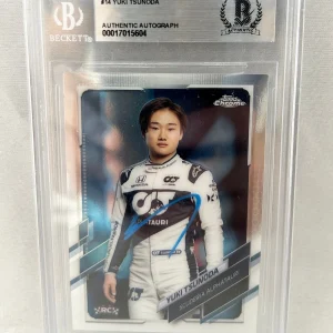 Yuki Tsunoda Signed Card 2021 Topps Chrome #14 Rookie Card Beckett BAS COA