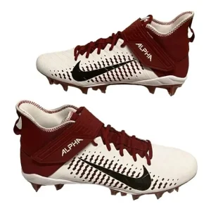 Size 12 Nike Alpha Menace Pro 2 Mid Football Cleats BV3945-106 White Red