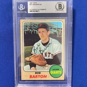 1968 TOPPS BOB BARTON SF GIANTS SIGNED AUTOGRAPHED AUTO CARD #351 BECKETT
