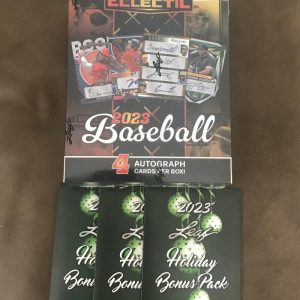 2023 LEAF ELECTRIC HOBBY BOX 4 AUTO PLUS PAUL SKENES + 3 HOLIDAY BONUS PACKS