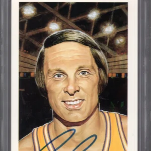 RICK BARRY HAND SIGNED CENTER COURT HOF POSTCARD 4625/10000 PSA SLABBED