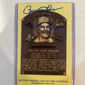 OAKLAND ATHLETICS- ROLLIE FINGERS SIGNED AUTOGRAPH HOF PLAQUE CARD COA PADRES