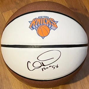 Allan Houston Signed Autographed New York Knicks Logo Basketball Beckett