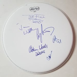 The FIXX new wave band REAL hand SIGNED 15" Drumhead 2010 Cy Curnin COA