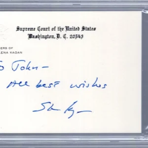 ELENA KAGAN SIGNED SUPREME COURT CHAMBERS CARD TO JOHN PSA SLABBED
