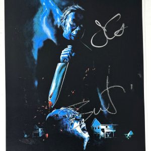 Jamie Lee Curtis & John Carpenter Halloween Signed 12x18 Movie Poster BAS COA