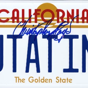 CHRISTOPHER LLOYD SIGNED OUTATIME LICENSE PLATE BTTF BAS WITNESS HOLO WK69533