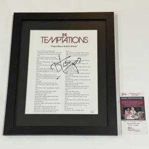 OTIS WILLIAMS SIGNED PAPA WAS A ROLLIN' STONE LYRIC SHEET TEMPTATIONS JSA COA