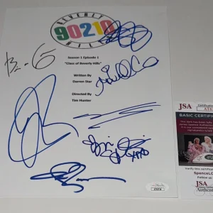 BEVERLY HILLS 90210 CAST SIGNED PILOT TRANSCRIPT DOHERTY PRIESTLEY 7X JSA COA