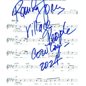 Randy Jones Signed Autograph Y.M.C.A. YMCA Sheet Music - Cowboy Village People