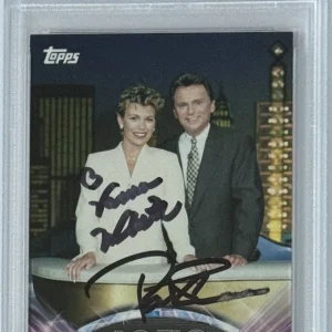 2011 TOPPS AMERICAN PIE WHEEL FORTUNE PAT SAJAK & VANNA WHITE SIGNED PSA DNA COA