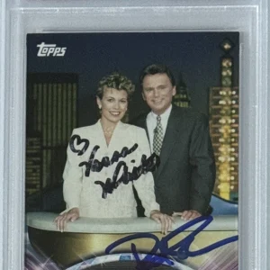TOPPS AMERICAN PIE WHEEL OF FORTUNE PAT SAJAK & VANNA WHITE AUTOGRAPHED PSA DNA
