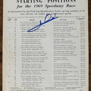 1969 Indy Indianapolis 500 Starting Book SIGNED Mario Andretti Win PSA DNA COA