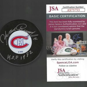 Yvan Cournoyer Signed & Inscribed Montreal Canadiens Puck JSA COA
